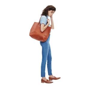 Madewell The Transport Tote in English Saddle Tan Leather Spacious Shoulder Bag